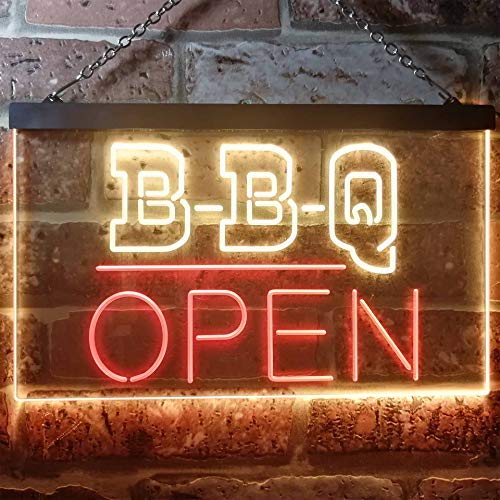 Open BBQ Dual LED Neon Light Sign